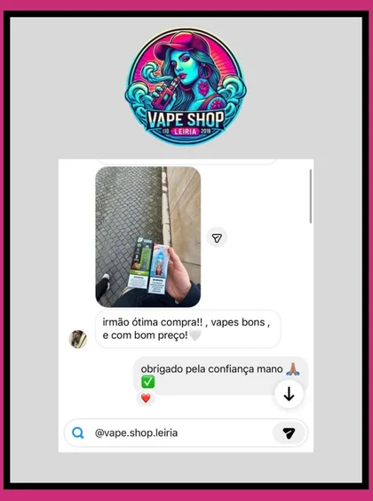 Feedback real de cliente, partilhado no Instagram da Vape Shop Leiria