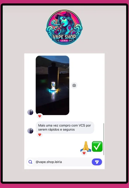 Feedback real de cliente, partilhado no Instagram da Vape Shop Leiria