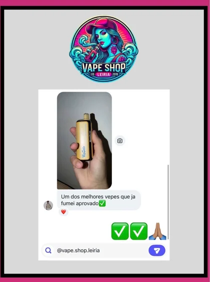 Feedback real de cliente, partilhado no Instagram da Vape Shop Leiria
