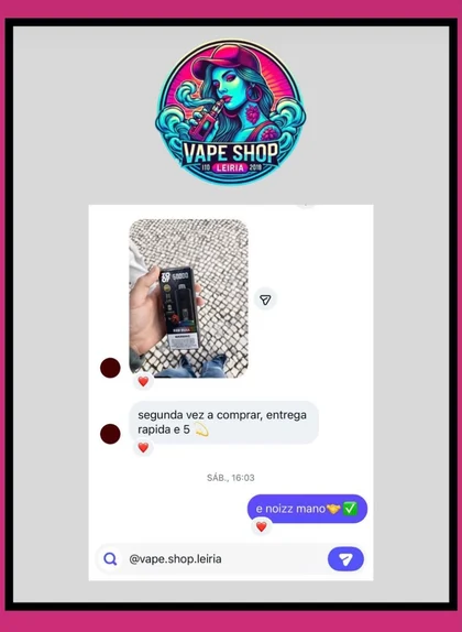 Feedback real de cliente, partilhado no Instagram da Vape Shop Leiria